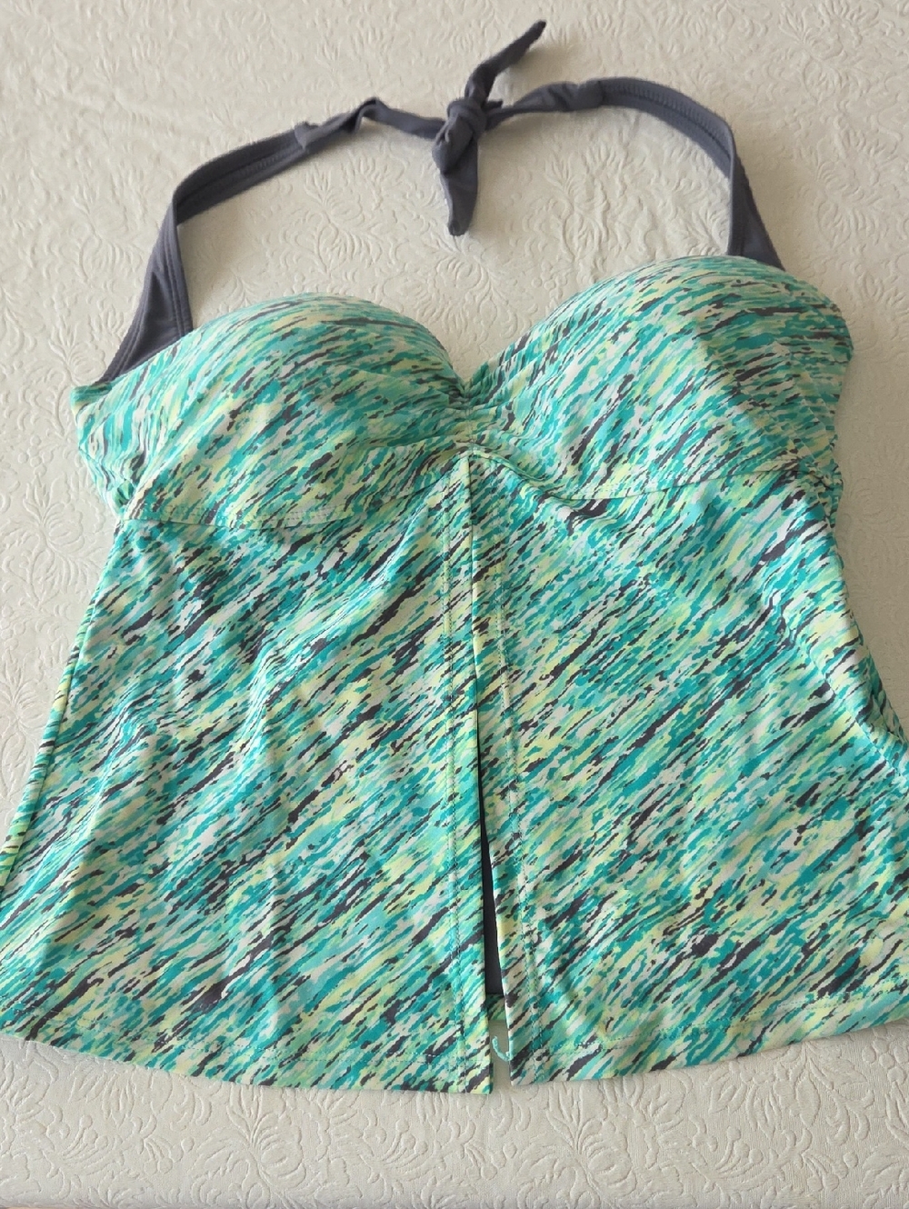 Free Country M Teal Multi Halter Tankini Top M